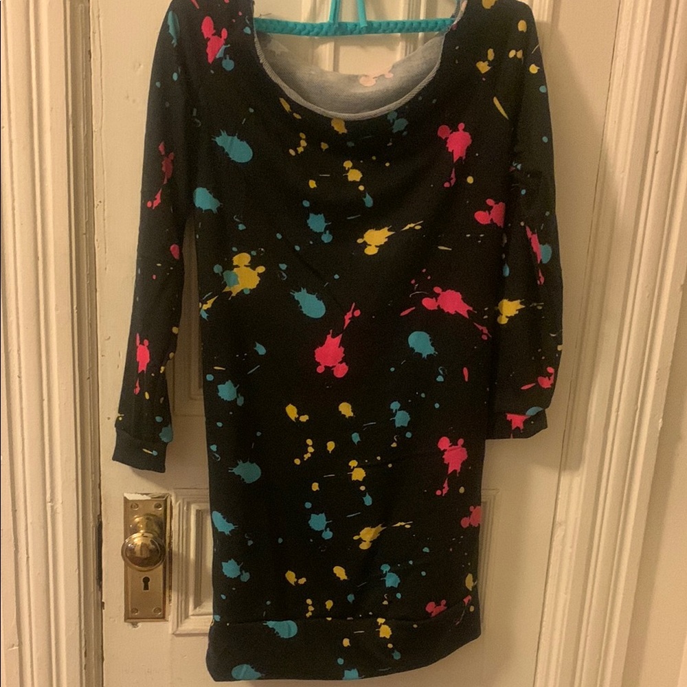 Spirit Black Dress with Colorful Splashes